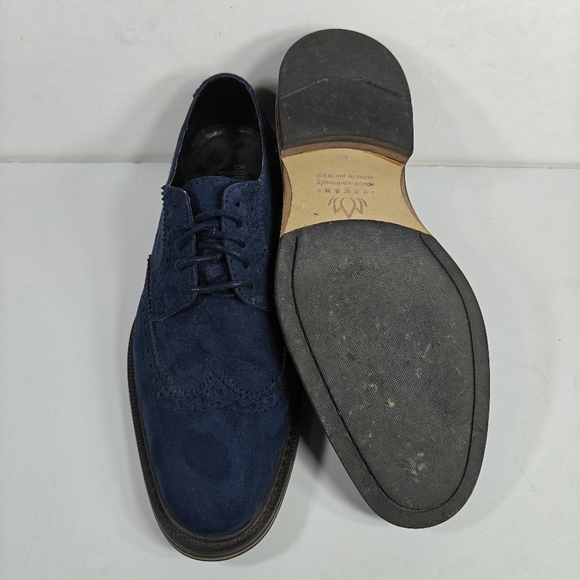 Bourgeois Boheme Vegan Blue Suede Leather Oxfords Lace Up Men\'s Shoes Size 8